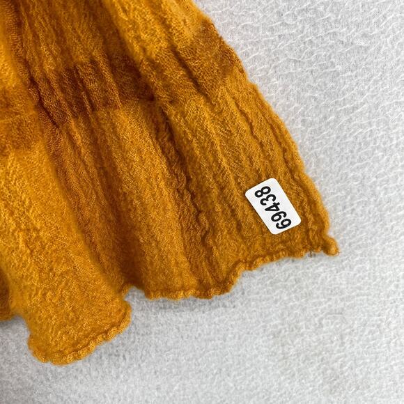 EILEEN FISHER Scarf Wool Crinkle Gauze Ombre Check Wrap Green Orange 18" x 80" - Picture 10 of 10